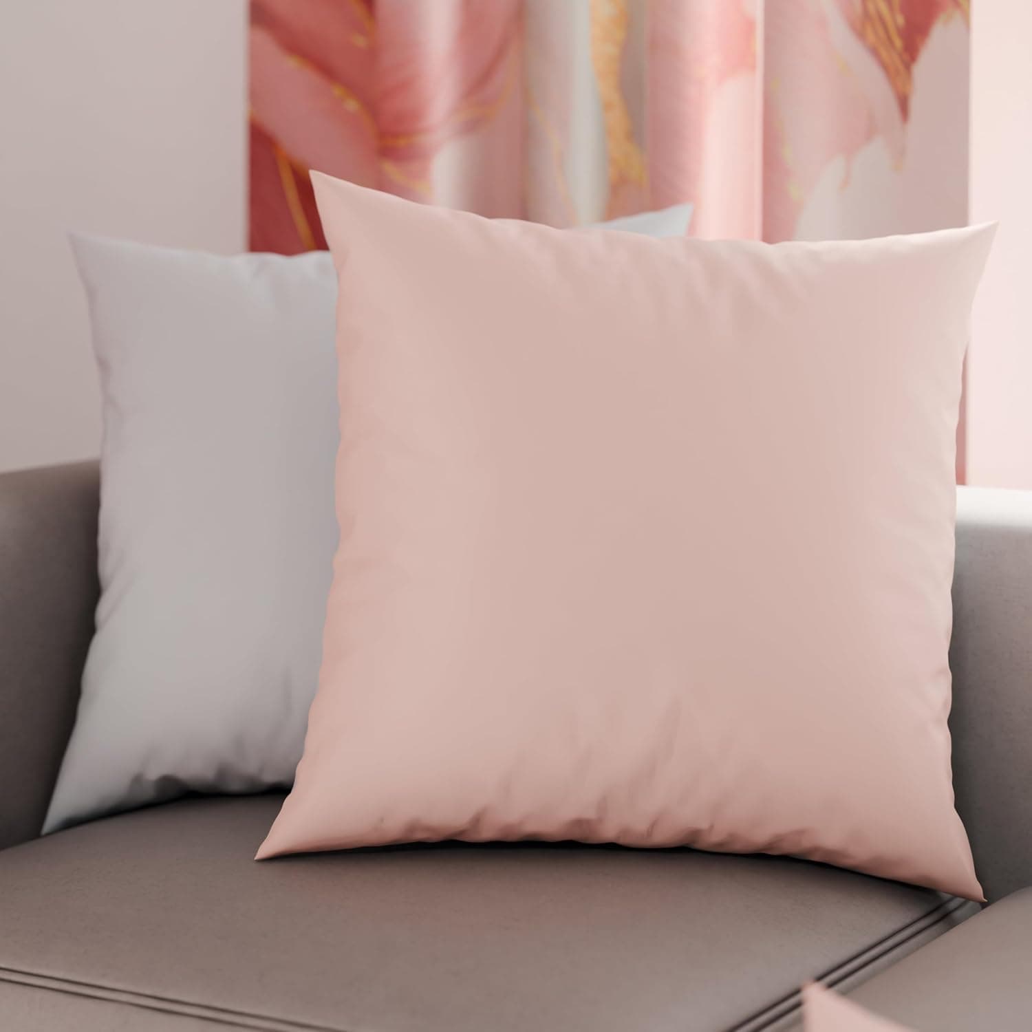 PETTI Artigiani Italiani - Lot de 2 Taies d'oreiller de Lit 60x60 cm, Housses de Coussin Unies Double Face Rose Poudré Gris Clair, Taie Oreiller 100% Microfibre Hypoallergénique