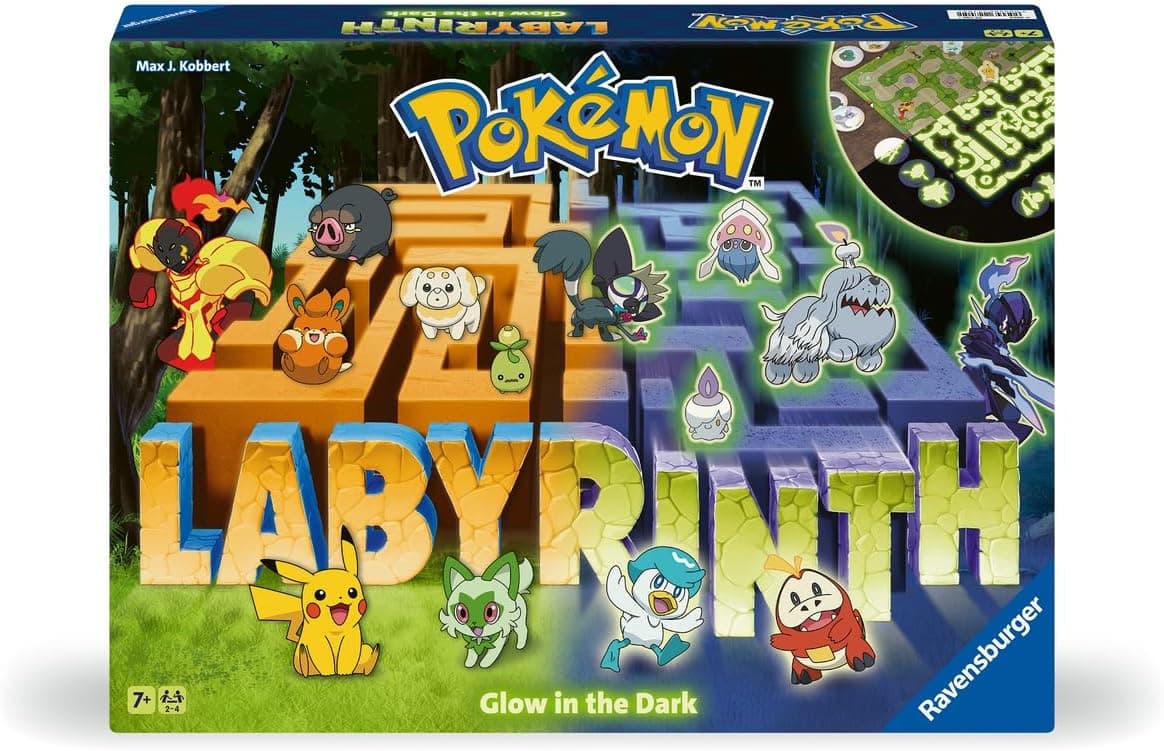 Ravensburger - Labyrinthe Pokémon Phosphorescent - Jeu Labyrinthe Pokémon Brillant dans Le Noir - 2-4 Joueurs - Dès 7 Ans - Réflexion et Stratégie - 22705