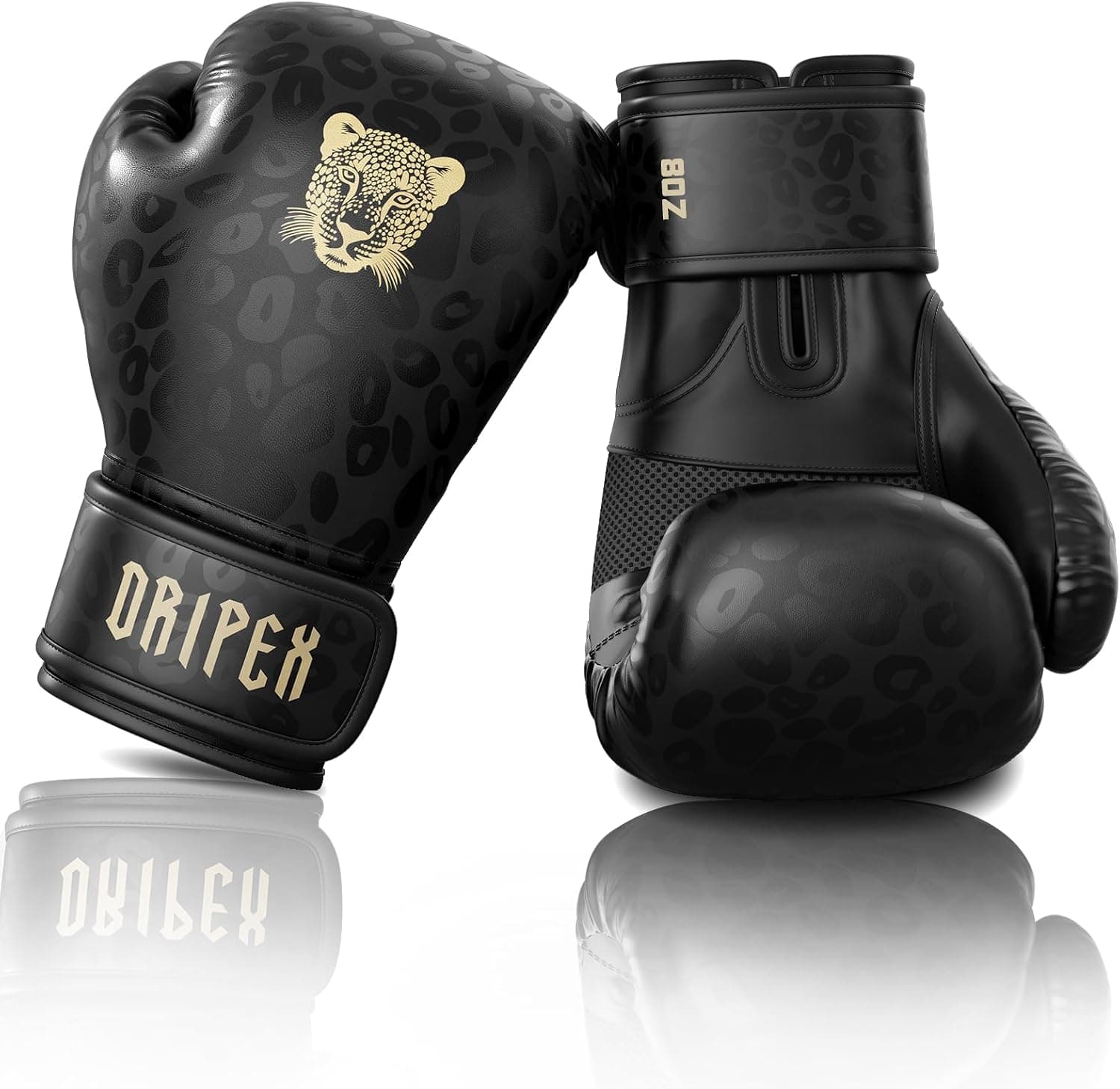 Dripex Gants de Boxe, Gants d'Entraînement de Boxe Cuir, Boxing Gloves Muay Thai Kickboxing MMA, Gants pour Sac de Frappe, pour Hommes Femmes Adulte Jeunes(8 10 12 14 16 oz)