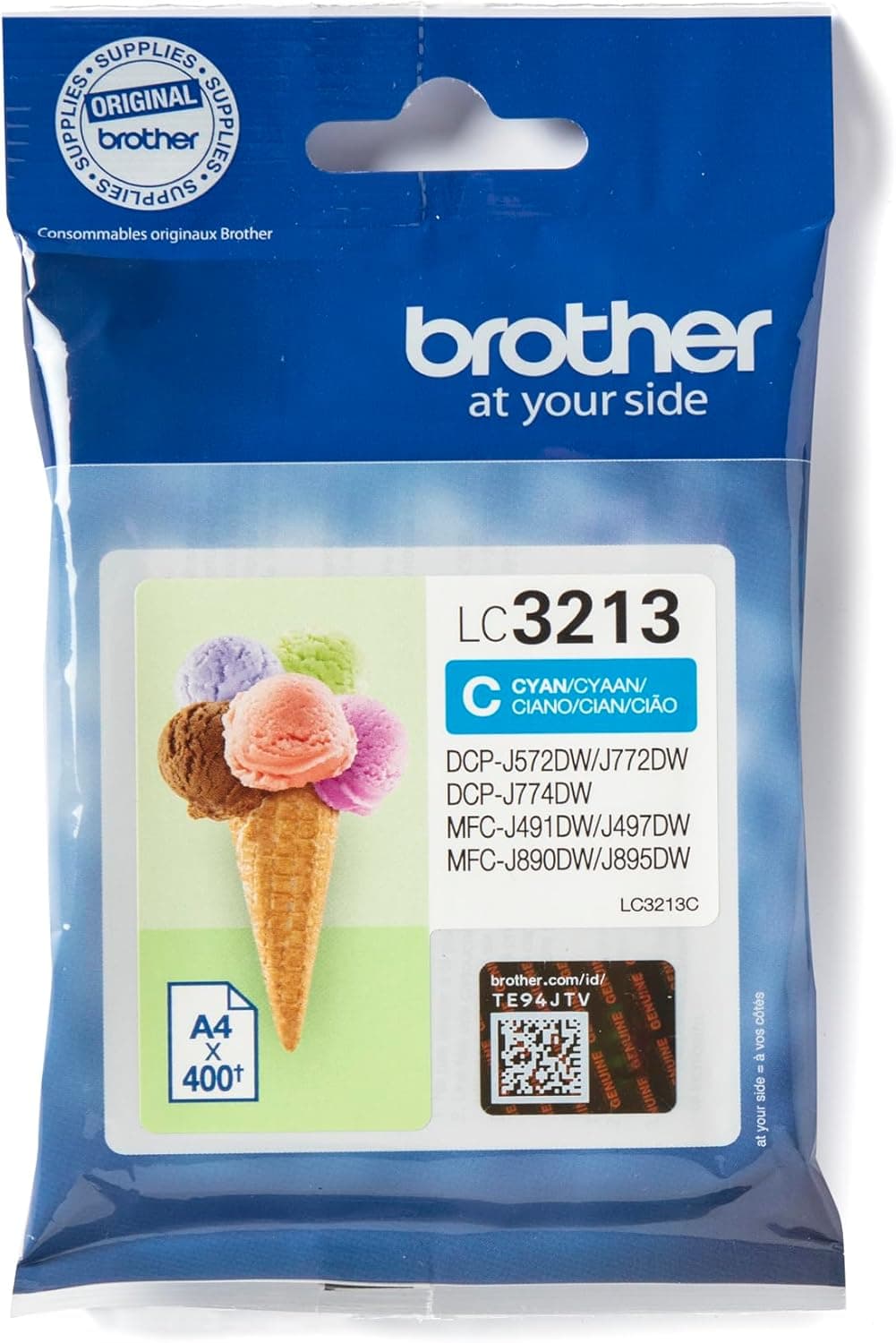 Brother LC3213C Cartouche d'encre DCP-J572DW/J772DW/J774DW/MFC-J497DW/J890DW/J895DW Taille XL Cyan, Taille Unique