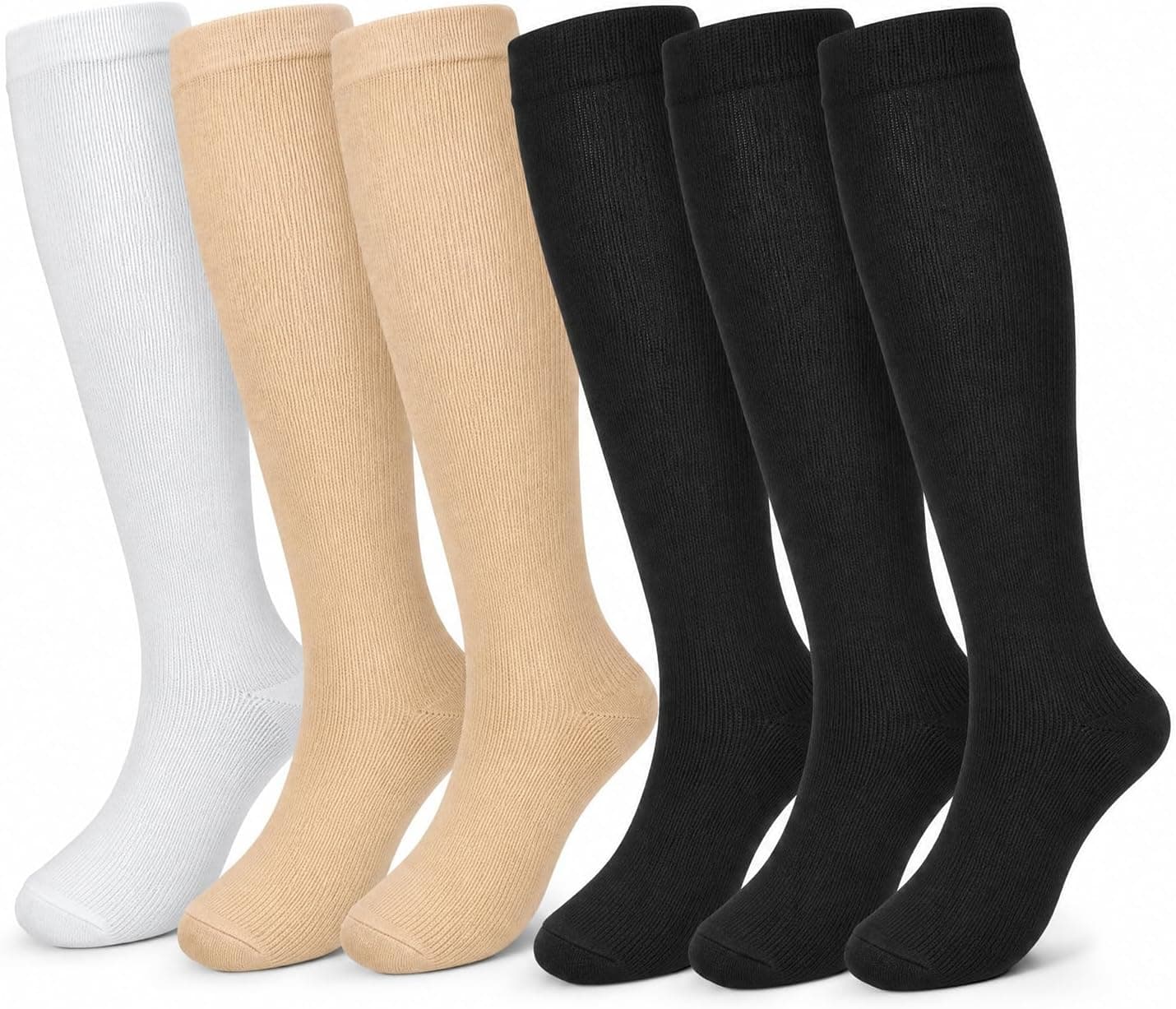 Chaussettes de Compression, (2/4/6/7 paires) pour Hommes et Femmes 15-20 mmHg, idéales pour L'athlétisme, la Course, les voyages en avion, le Soutien