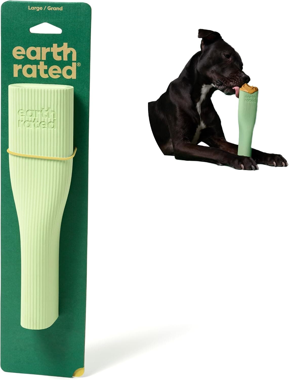 Earth Rated Jouet enrichissant pour Chiens Adultes et Chiots, Passe au Lave-Vaisselle et au congélateur, Caoutchouc Naturel, Taille L, Vert