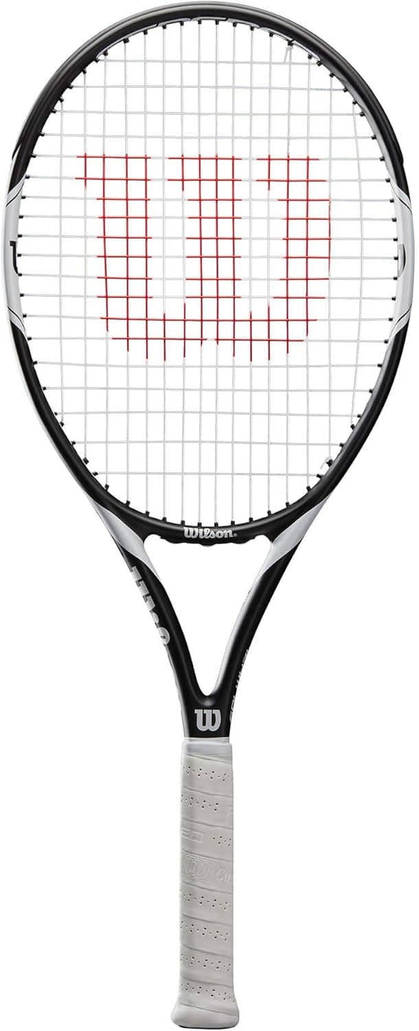 WILSON Raquette de Tennis, Federer Team 105, Unisexe, pour Joueurs Débutants à Intermédiaires, Taille de Manche L2, Blanc/Noir, WRT30730U2