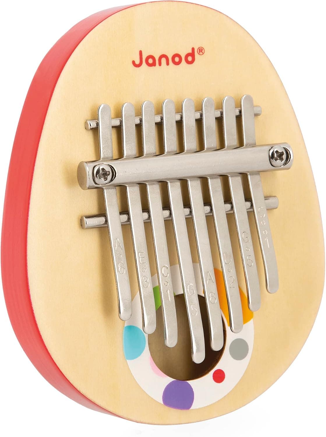 Janod - Kalimba en Bois Confetti - Jouet d'Imitation et Éveil Musical - 8 Clés en Métal - Kalimba Enfant avec Sons Doux - Dès 3 Ans, J07642