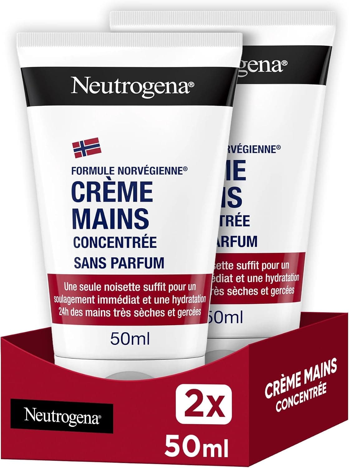 Neutrogena Crème Mains Sans Parfum Formule Norvégienne, 2 tubes de 50 ml