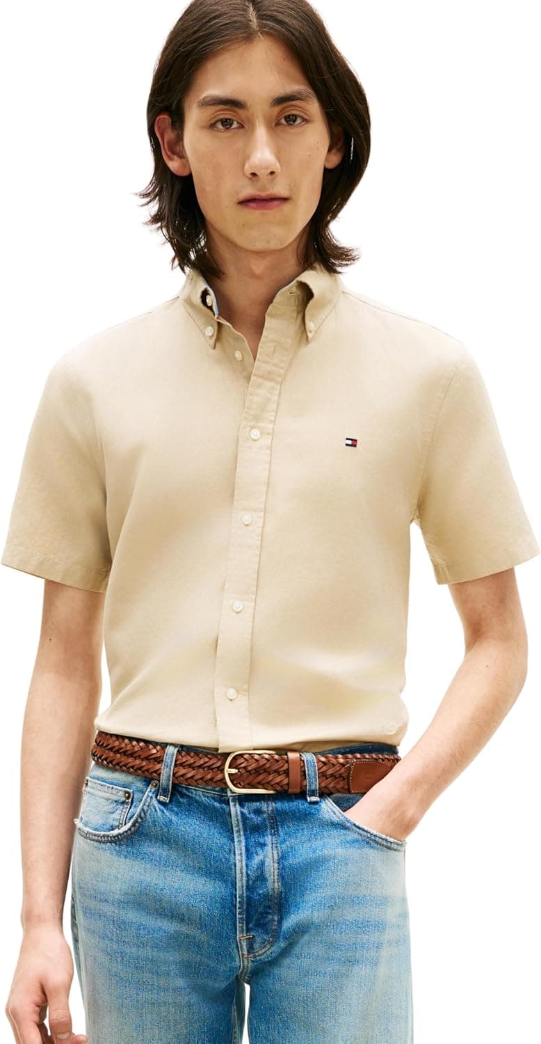 Tommy Hilfiger Cl Linen Blend Solid SS RF Sht Mw0mw42450 Chemise S/S Homme