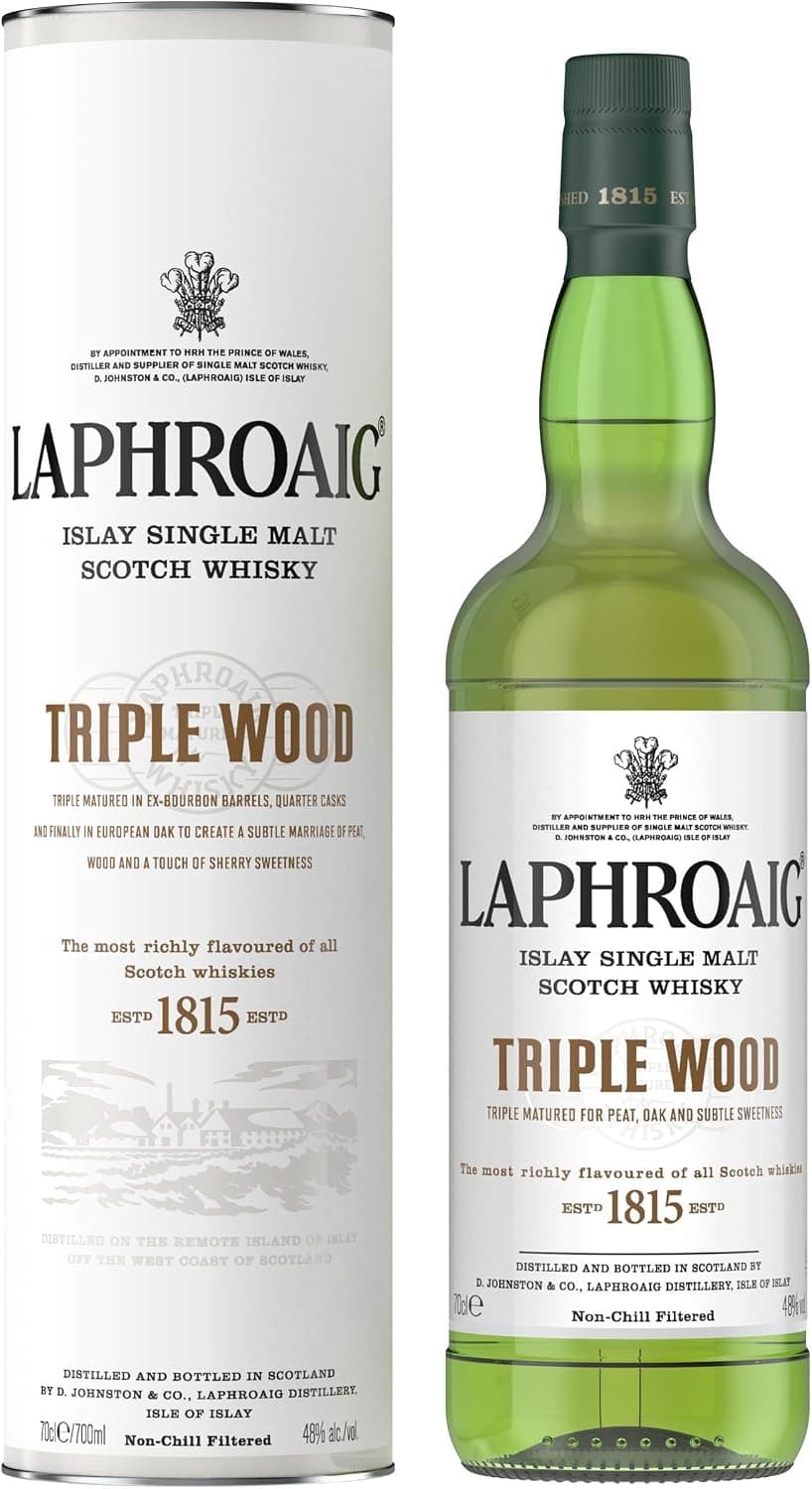 Laphroaig Triple Wood Islay Single Malt Scotch Whisky avec étui, Whisky Écossais 48% - 70cl