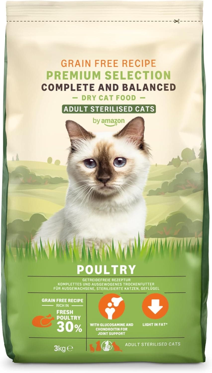 by Amazon Grainfree Recipe Nourriture sèche pour Chat (stérilisée/légère) avec Poulet Frais 3 kg