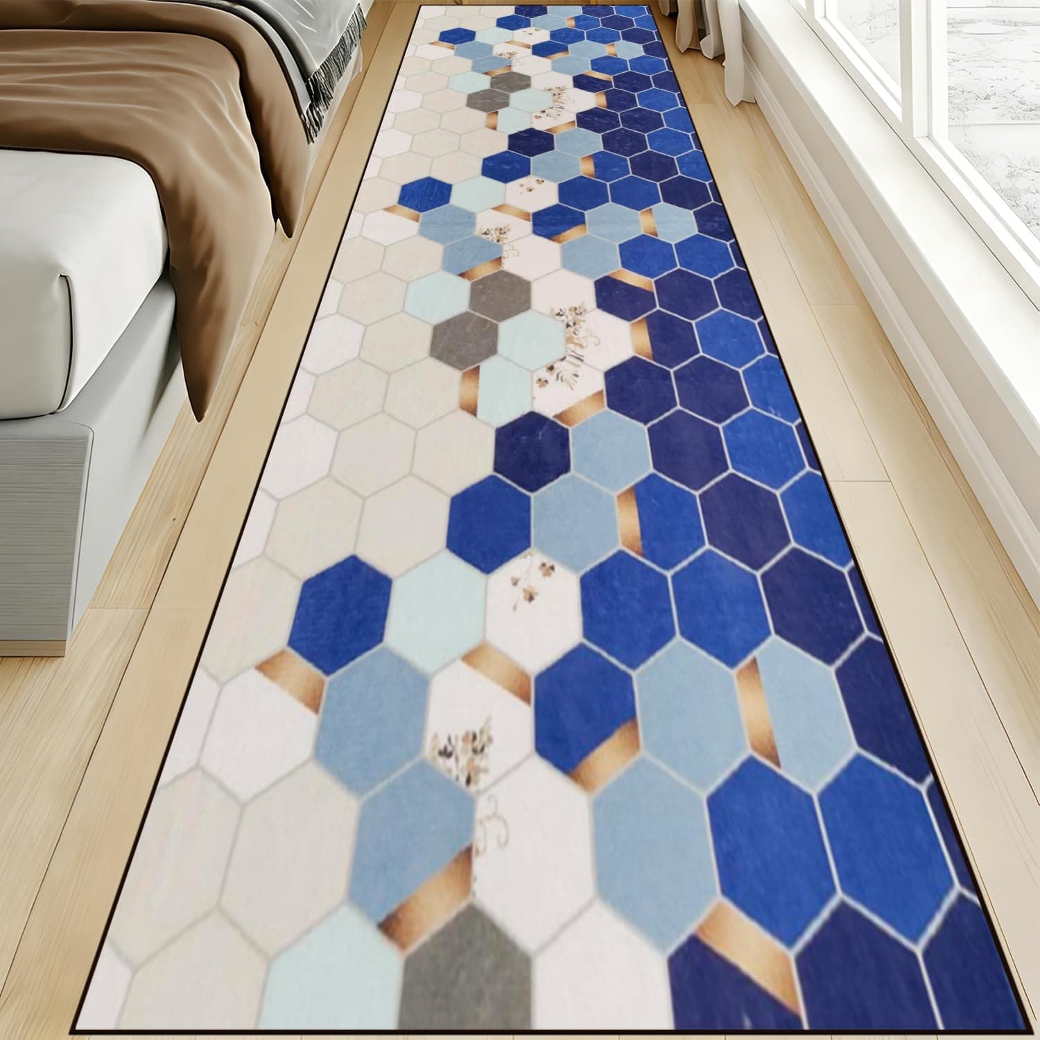 Tapis de salon, de couloir, de chambre à coucher, aspect vintage moderne, motif géométrique à carreaux, tapis de cuisine, à poils courts, pour entrée, couloir, cuisine, salon, 80 x 200 cm, motif cool