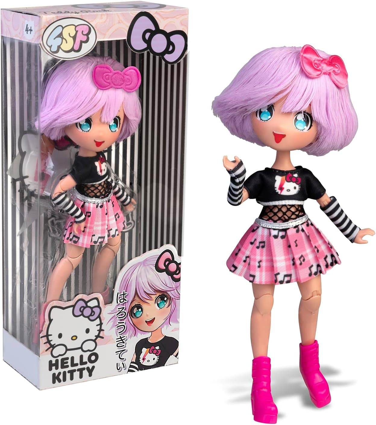 Hello Kitty - 4SF, Poupée, 20 cm, Modèle Teddy Rock, pour Les Enfants dès 4 Ans, HKTF01