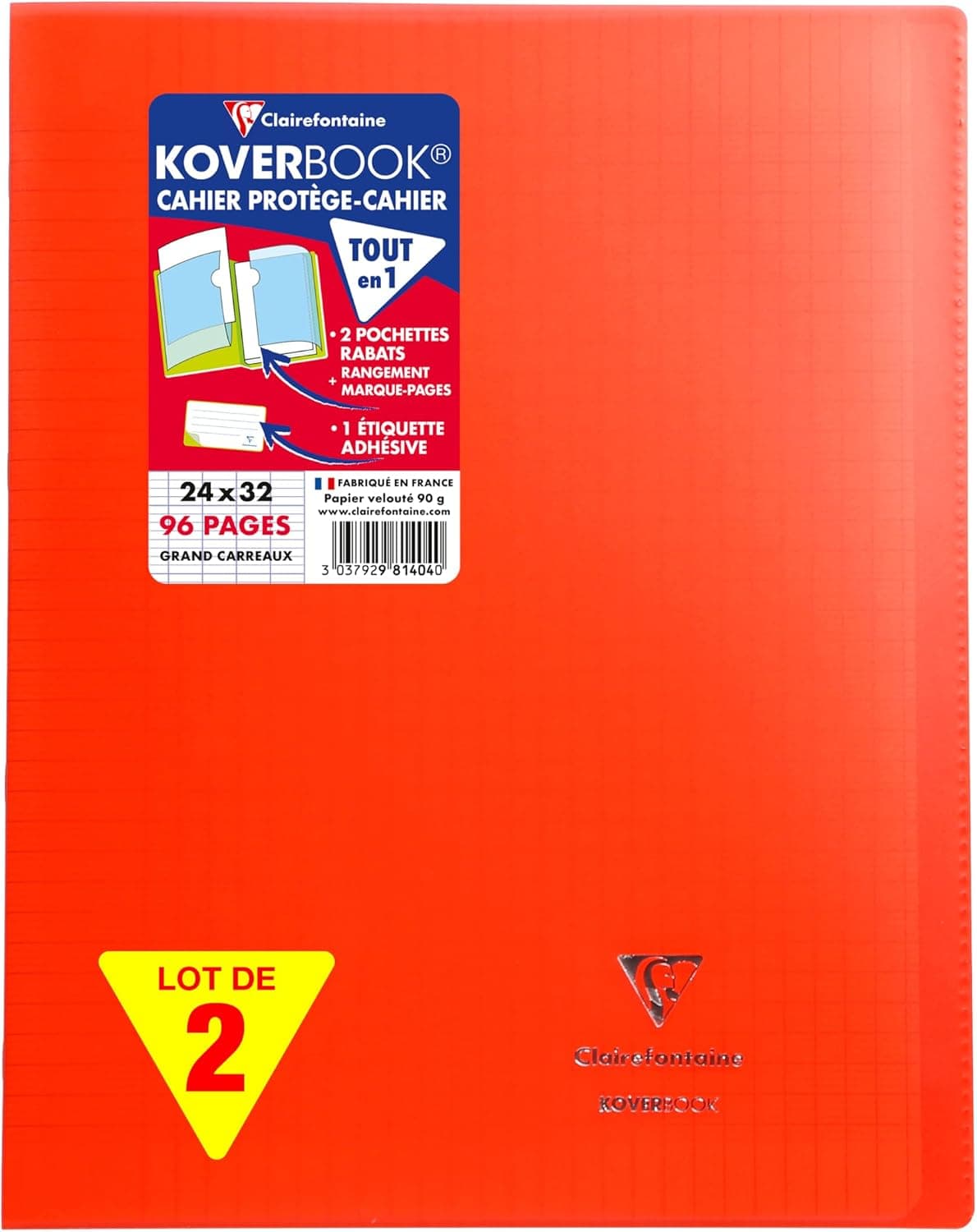 Clairefontaine 981402AMZC - Lot 2 Cahiers Koverbook Bleu 24x32cm 96p GC