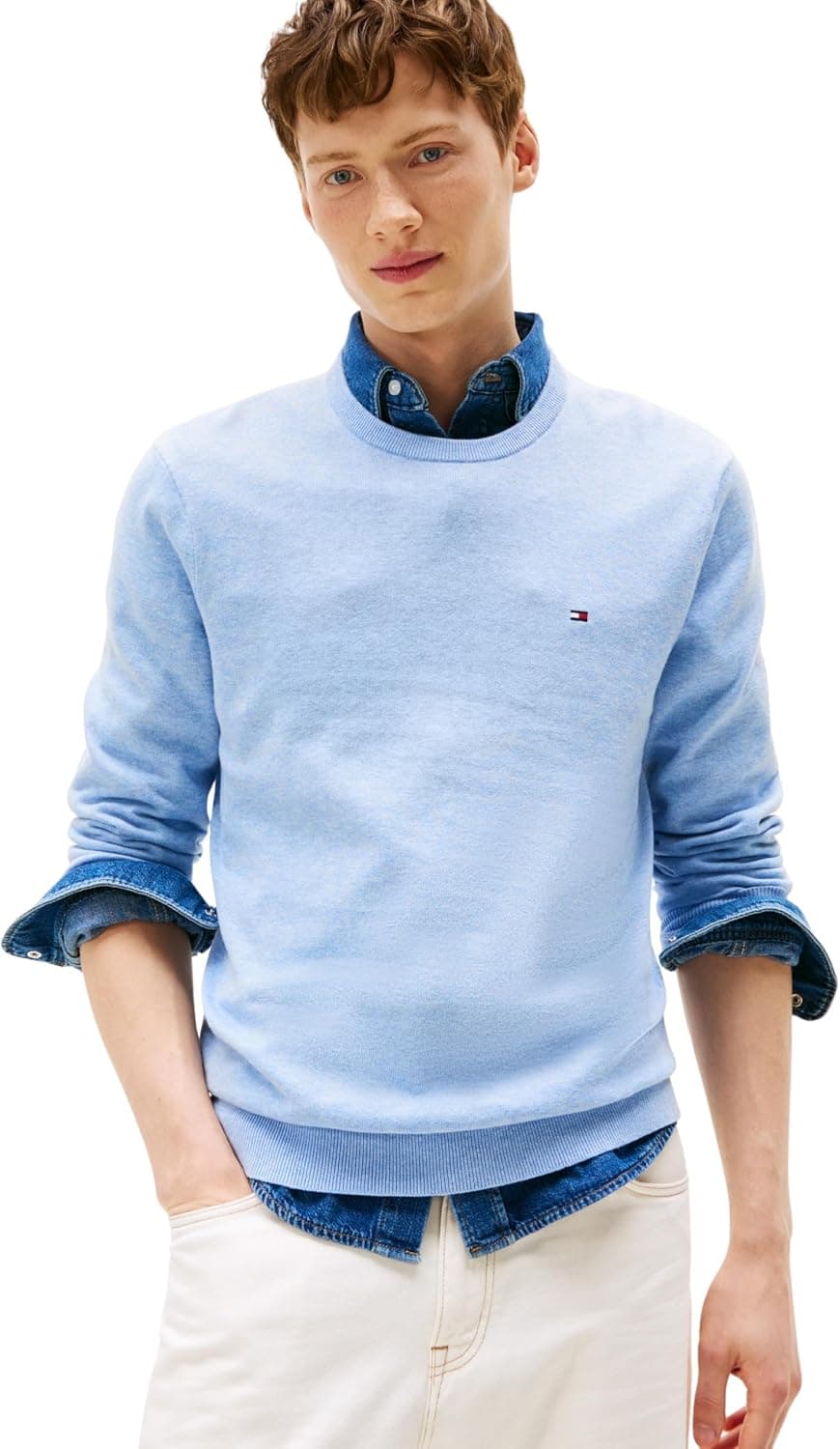 Tommy Hilfiger Pull Homme Essential Cotton avec Col Ras-du-Cou