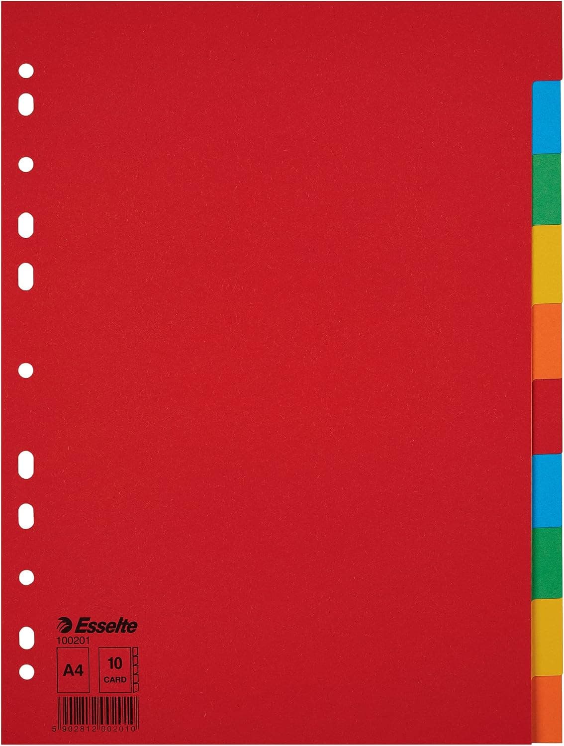 ESSELTE - Intercalaires pour Classeur A4, Lot de 10 Intercalaires Colorées Fabriquées en Carton Recyclé Eco-Responsable, Coloris Assortis (AZ100201)