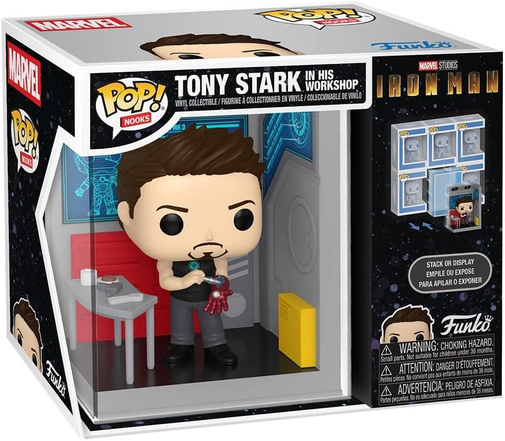 Funko Pop! Nooks: Marvel - Tony Stark in His Workshop - Stack Or Display - Figurine en Vinyle de Collection - Idée Cadeau - Produit Officiel - Jouets pour Enfants et Adultes