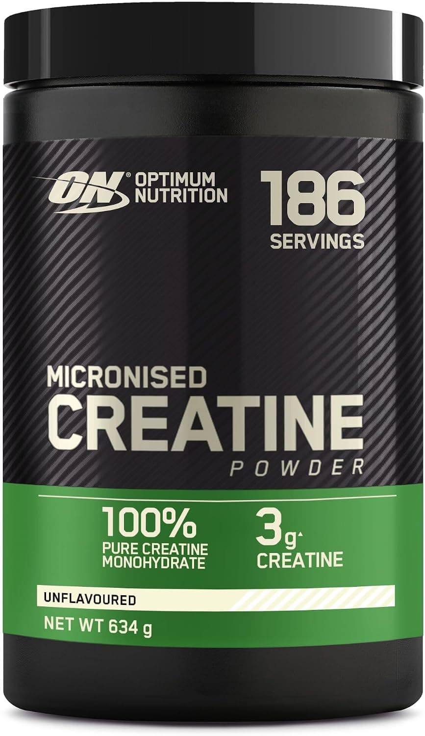 Optimum Nutrition Créatine Micronisée en Poudre, Sans Arôme, 634g, 186 Doses