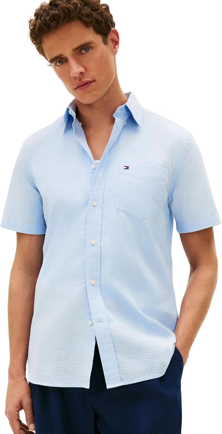 Tommy Hilfiger Seersucker Solid SS RF Shirt Mw0mw38570 Chemise L/S Homme