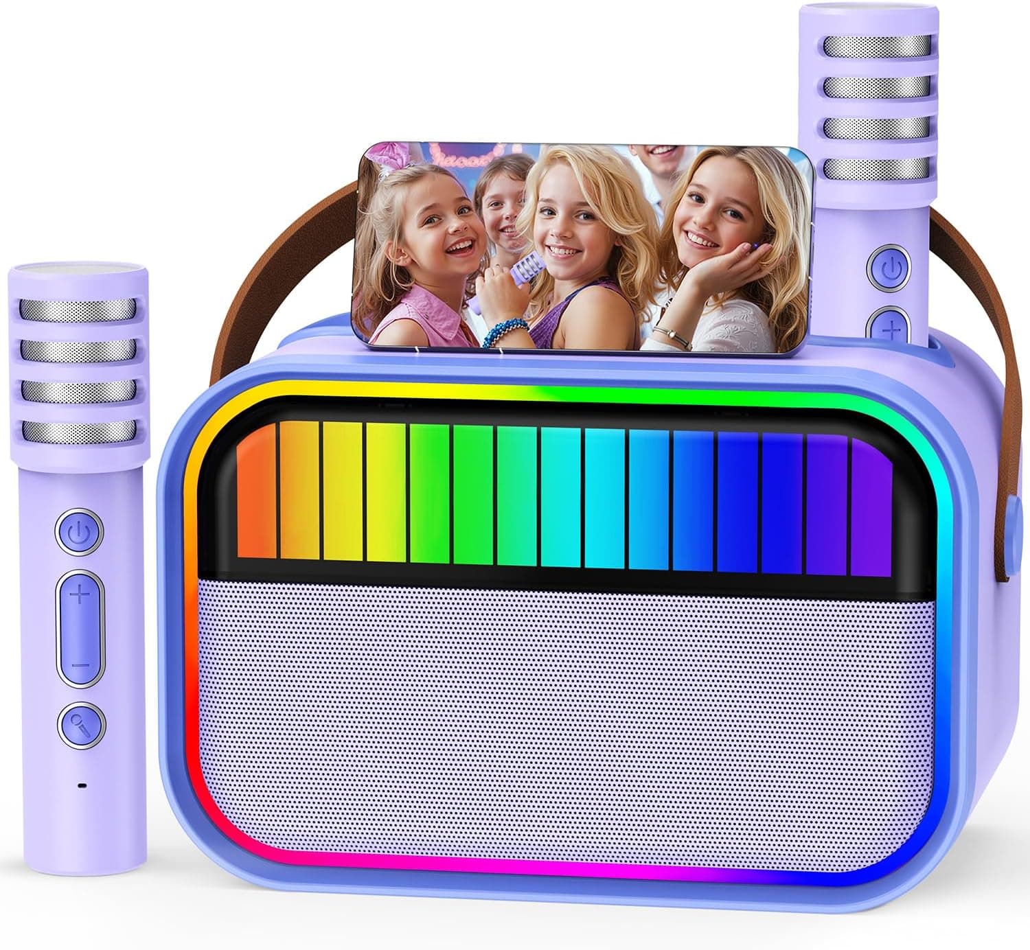 Machine de karaoké pour Enfants et Adultes, Jouets pour Enfants de 3 à 12 Ans, Cadeaux d'anniversaire pour Filles, Enceinte Bluetooth Portable avec 2 Microphones, Cadeau pour Filles (Violet)
