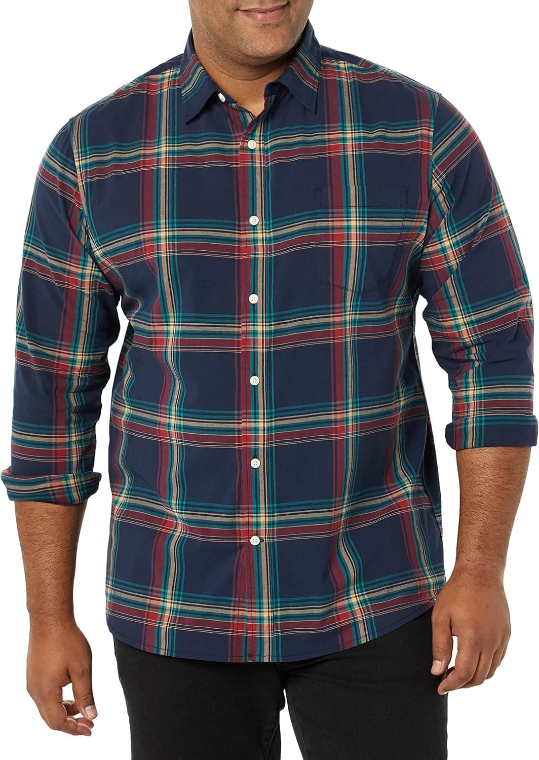 Amazon Essentials Homme Chemise en Popeline Extensible À Manches Longues Et Coupe Standard