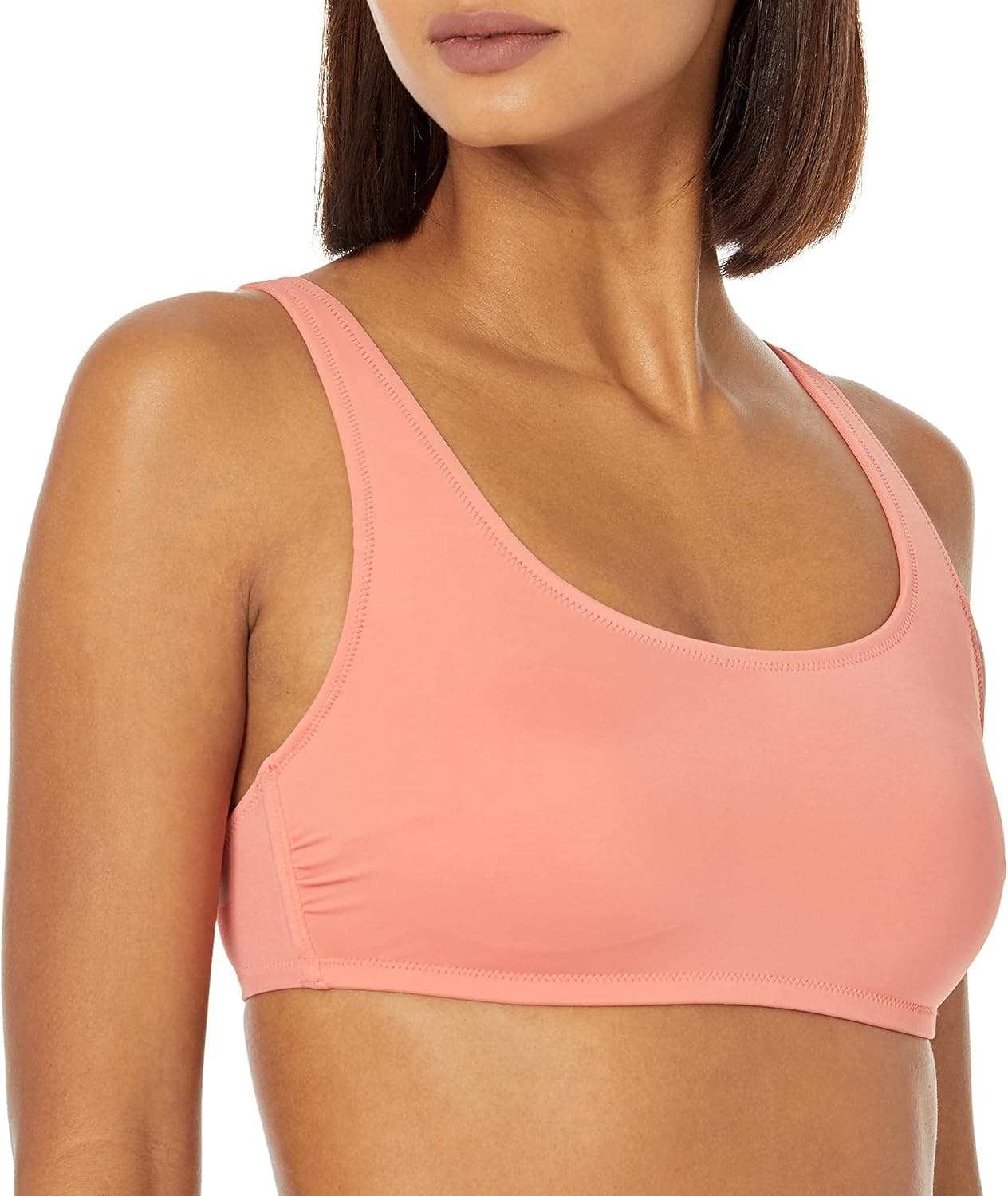 Amazon Essentials Femme Maillot de Bain Crop Top à Col Rond
