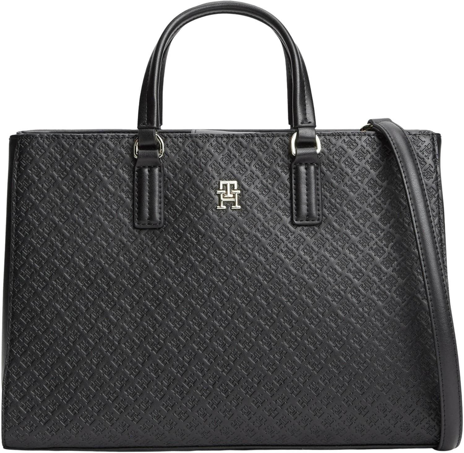 Tommy Hilfiger Th Daily Satchel Mono AW0AW18418 Sacoche pour femme Noir Taille unique
