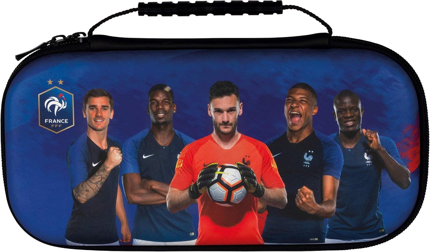 Konix FFF Housse de Protection et Transport pour Nintendo Switch, Switch Lite et Switch OLED - Rangement 8 Jeux - Motif équipe de France de Football