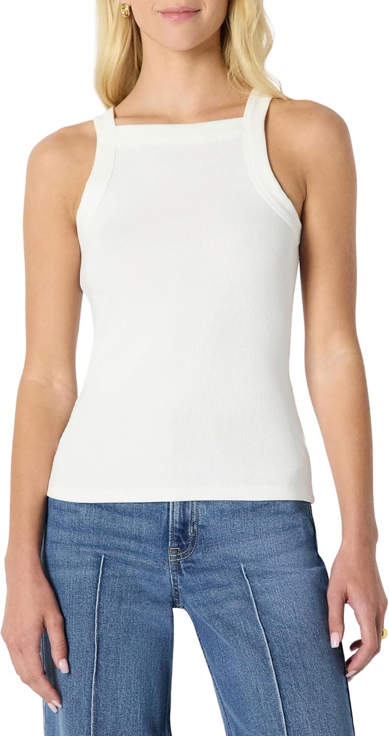 Amazon Essentials Femme Débardeur Côtelé à Encolure Haute, Extensibilité Constante, Coupe Ajustée