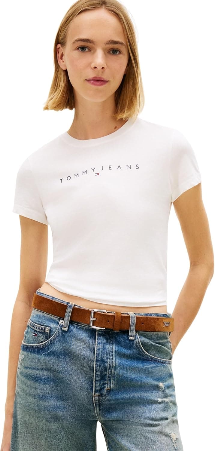 Tommy Jeans T-Shirt Manches Courtes Femme Linear Slim Fit