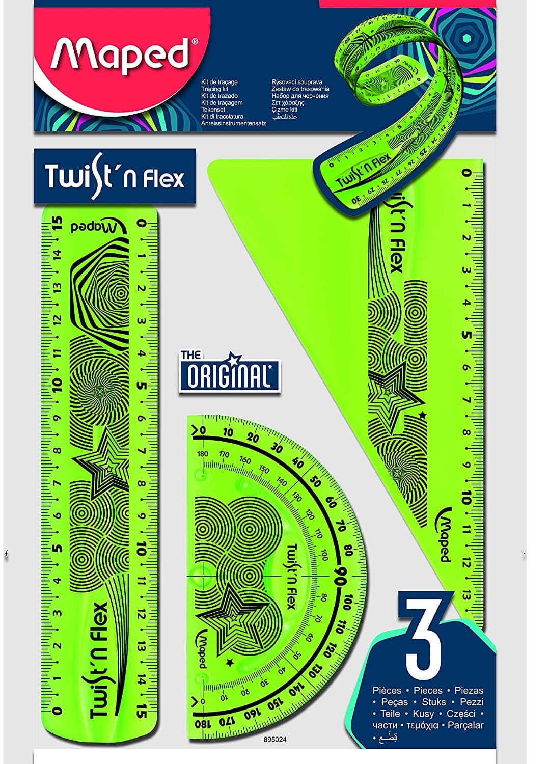Maped - Fournitures, accessoires - Kit de traçage 3 instruments Maped Twist'n Flex - incassable et souple
