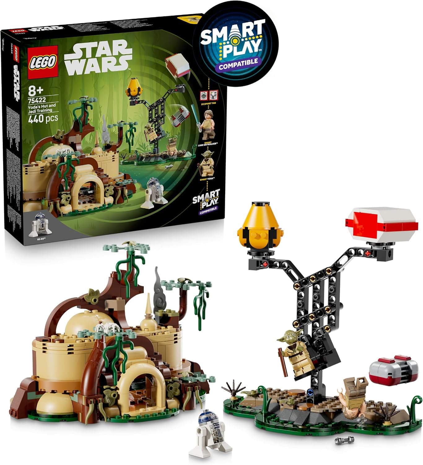 LEGO Star Wars 75422 Smart Play : la Hutte de Yoda et l’Entraînement Jedi - Set Compatible - Jouet Interactif - 2 Smart Tags & 2 Minifigurines - Idée Cadeau dès 8 Ans pour Garçon, Fille ou Fan Adulte