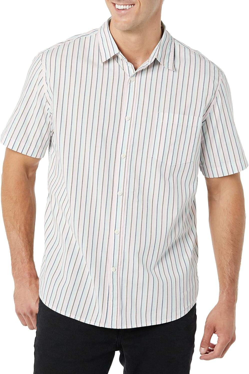 Amazon Essentials Homme Chemise en Popeline Extensible à Manches Courtes (Grandes Tailles Disponibles)