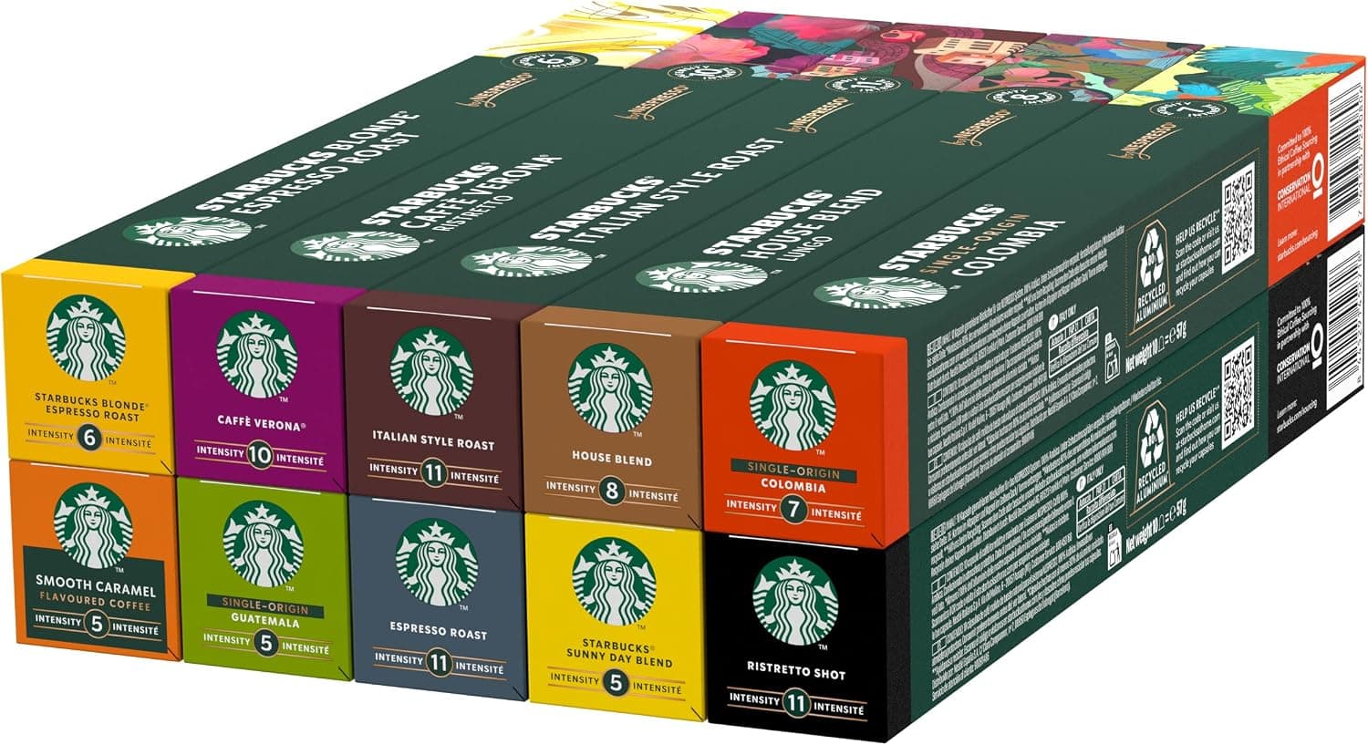 STARBUCKS Pack Découverte Variété by Nespresso, Capsules de Café tous types de torréfaction 10 x 10 (100 Capsules) - Exclusivité Amazon