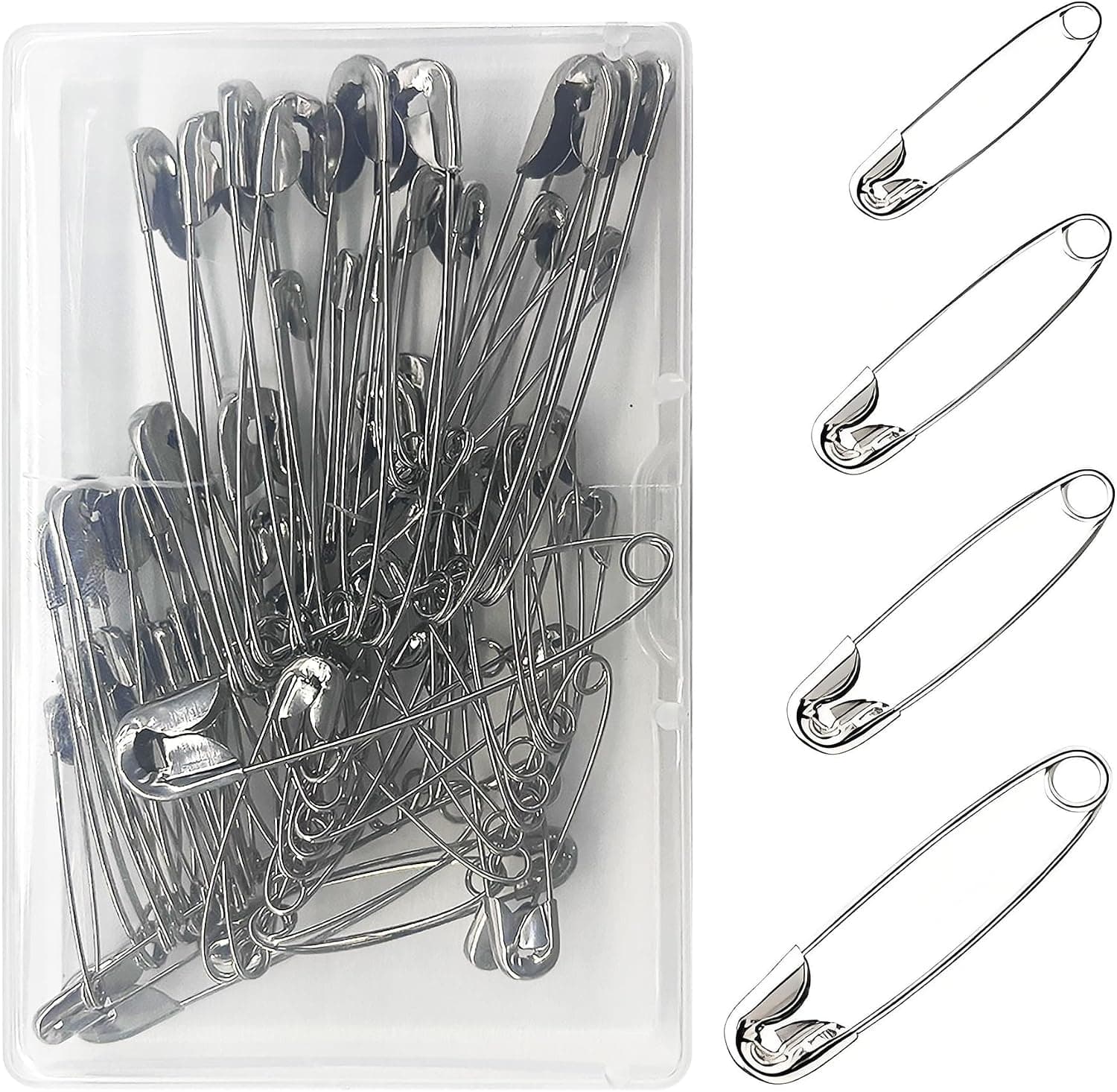 60 Pièces 4 Tailles Épingle a Nourrice,Épingles de Sûreté en Métal Antirouille,Épingles de Sûreté Résistantes à la Rouille pour Couture Maison,28mm/32mm/45mm/55mm