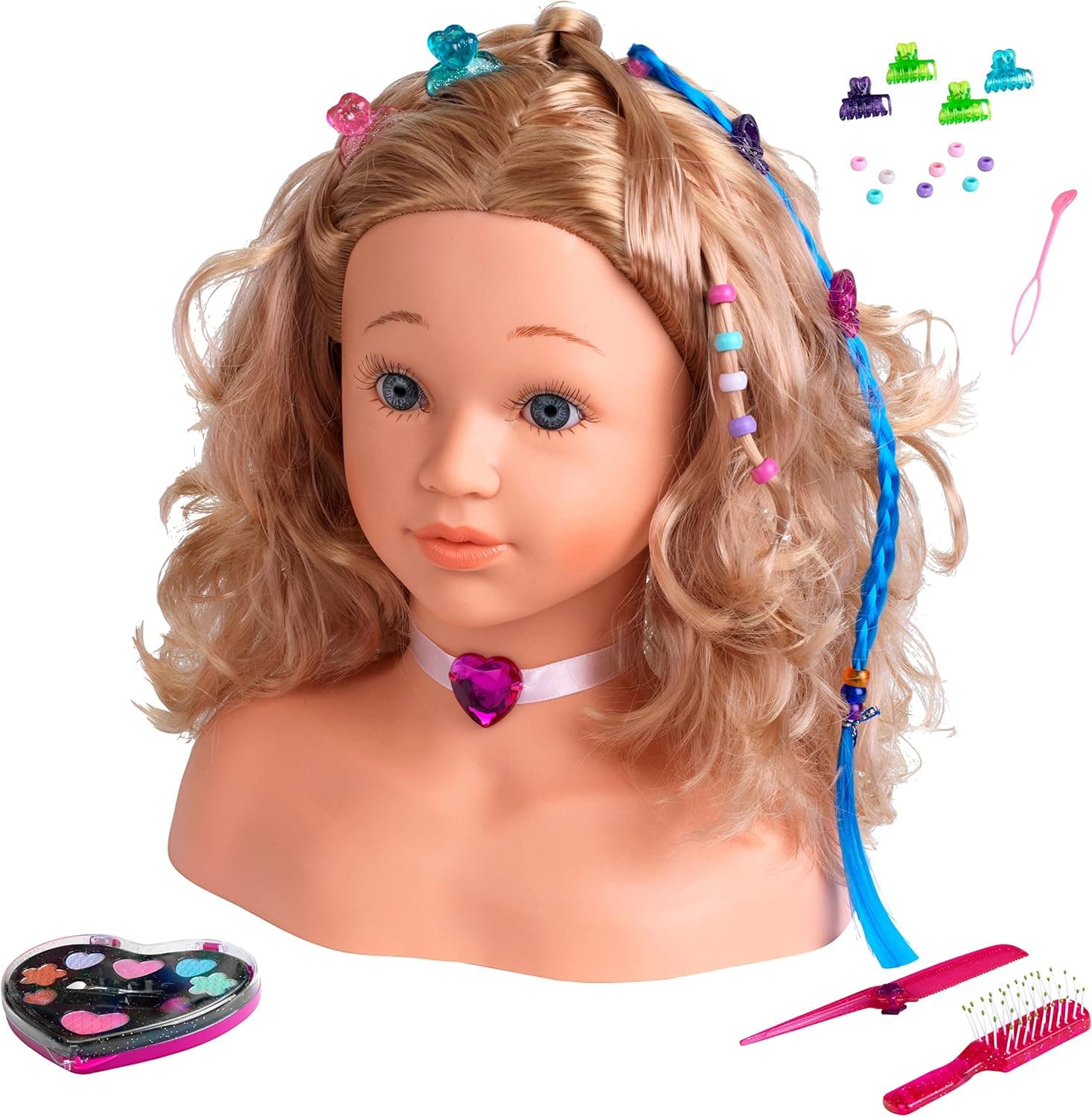 Klein 5240 Tête à coiffer et à maquiller Princess Coralie | Avec barrettes, maquillage testé dermatologiquement, et de nombreux autres accessoires | Dimensions : 23,5 cm x 13 cm x 27 cm | Dès 3 ans