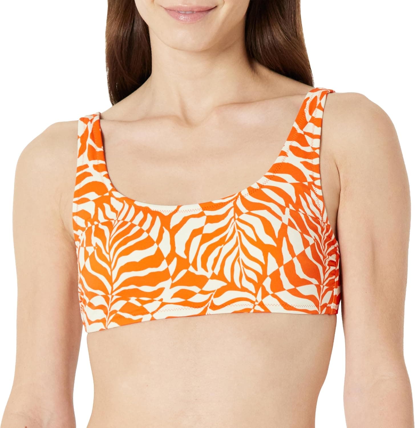 Amazon Essentials Femme Maillot de Bain Crop Top à Col Rond