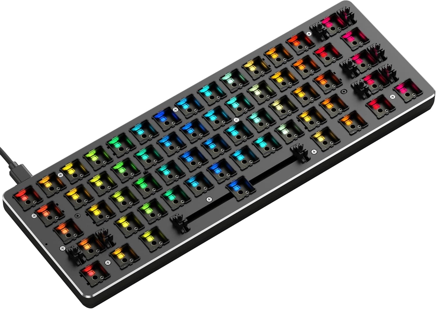 GLORIOUS GMMK Compact 60% Barebones Clavier Gaming ANSI (Noir) | Châssis Custom Minimaliste Échangeable À Chaud, Rétroéclairage RGB, Plaque Supérieure Aluminium, Design Ultra Compact