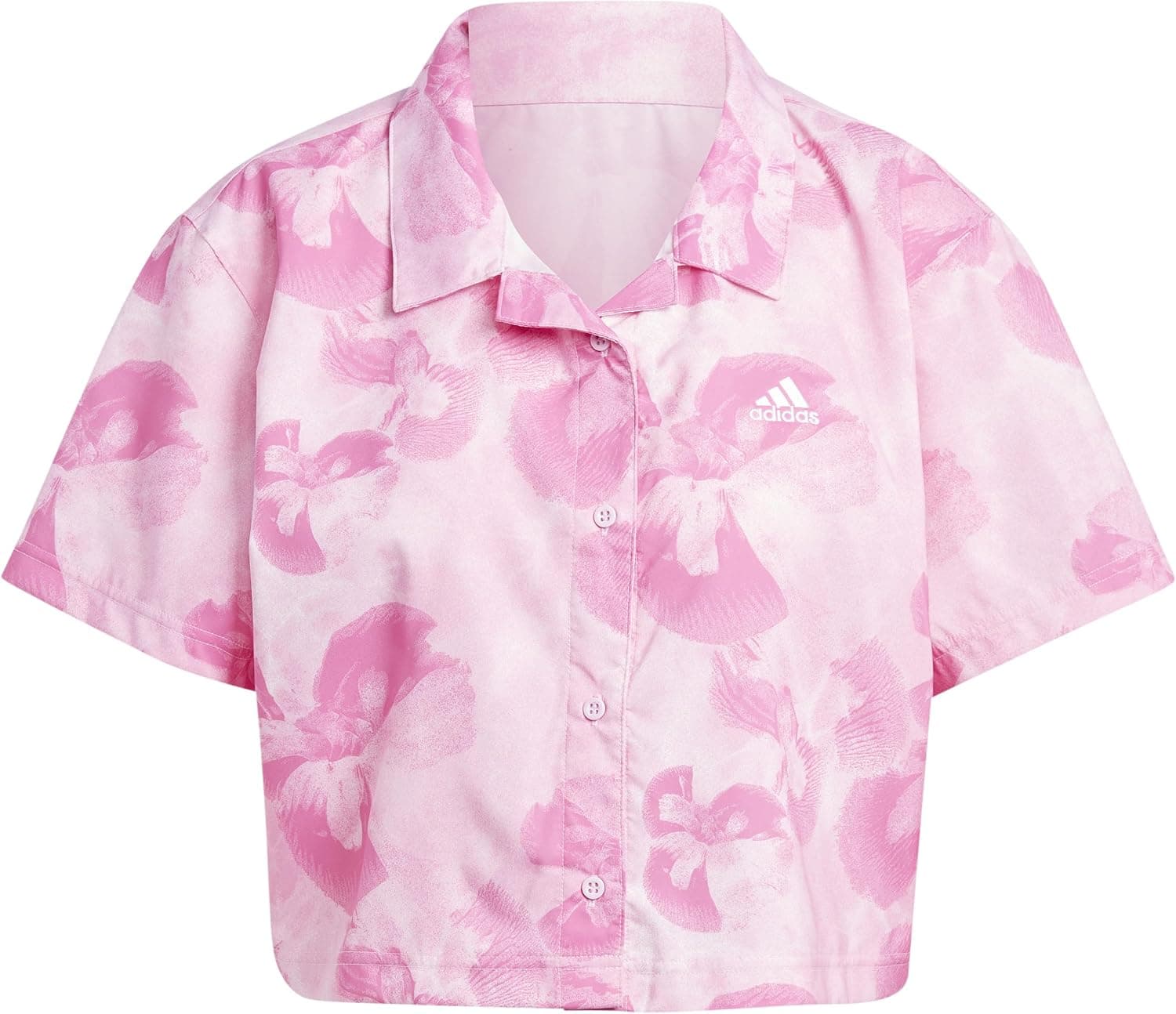 adidas Floral Graphic Crop Woven Polo Shirt Chemise Femme