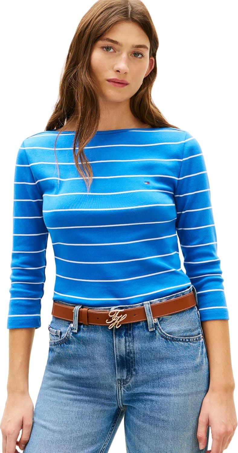 Tommy Hilfiger T-Shirt Manches Longues Femme New Cody Slim Col Bateau