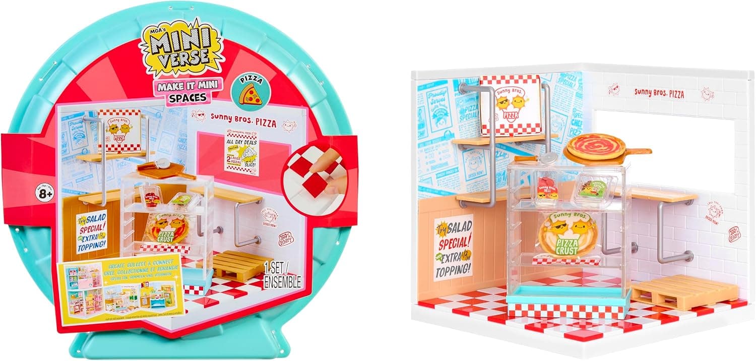MGA's Miniverse Make It Mini Spaces Pizza Shop - Comprend 1 Pack, Jeu de Construction, DIY, Art Créatif, Collectionneurs et Enfants Dès 8 Ans, Non Comestible