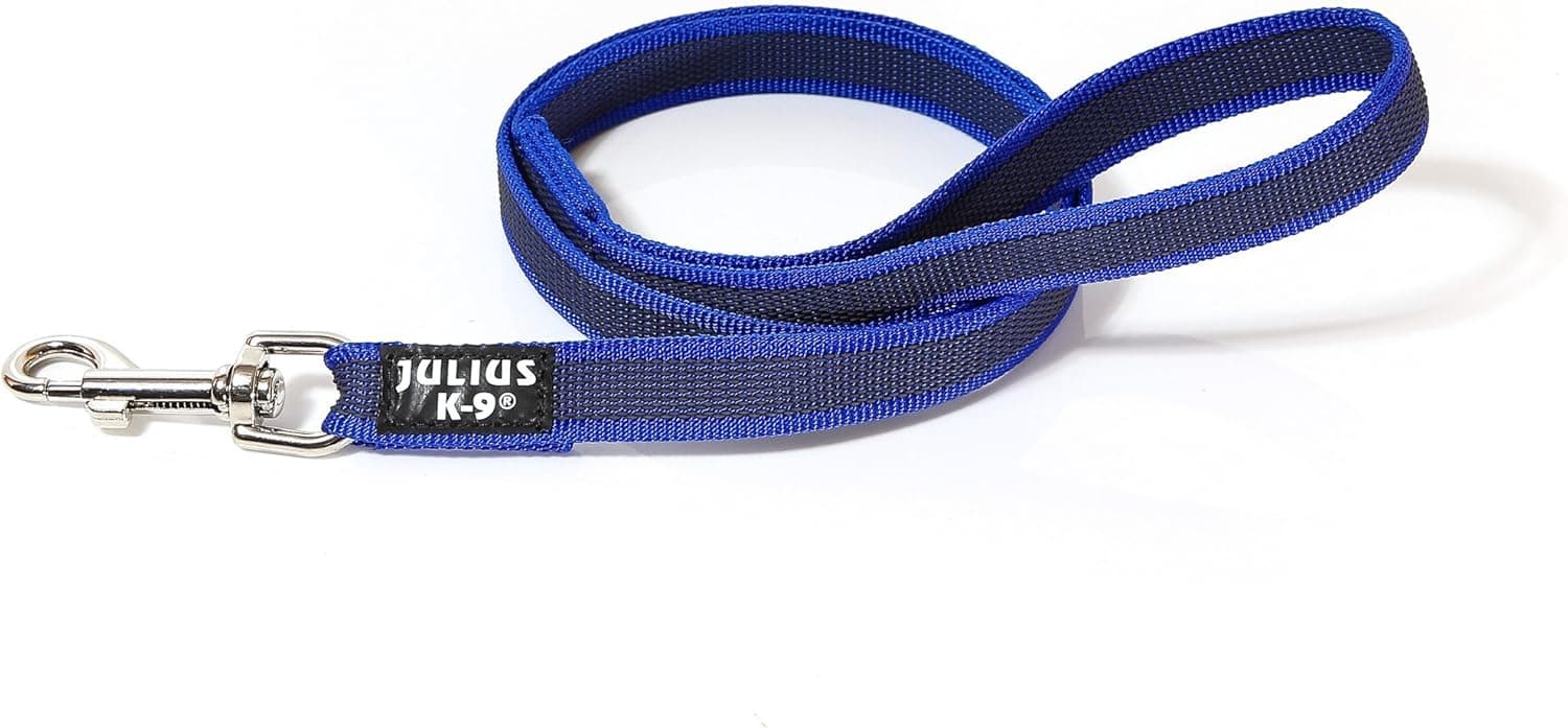 JULIUS K-9 216GM-B-1,2 Laisse antidérapante Color & Gray avec poignée, 20 mm x 1,2 m, Bleu-Gris