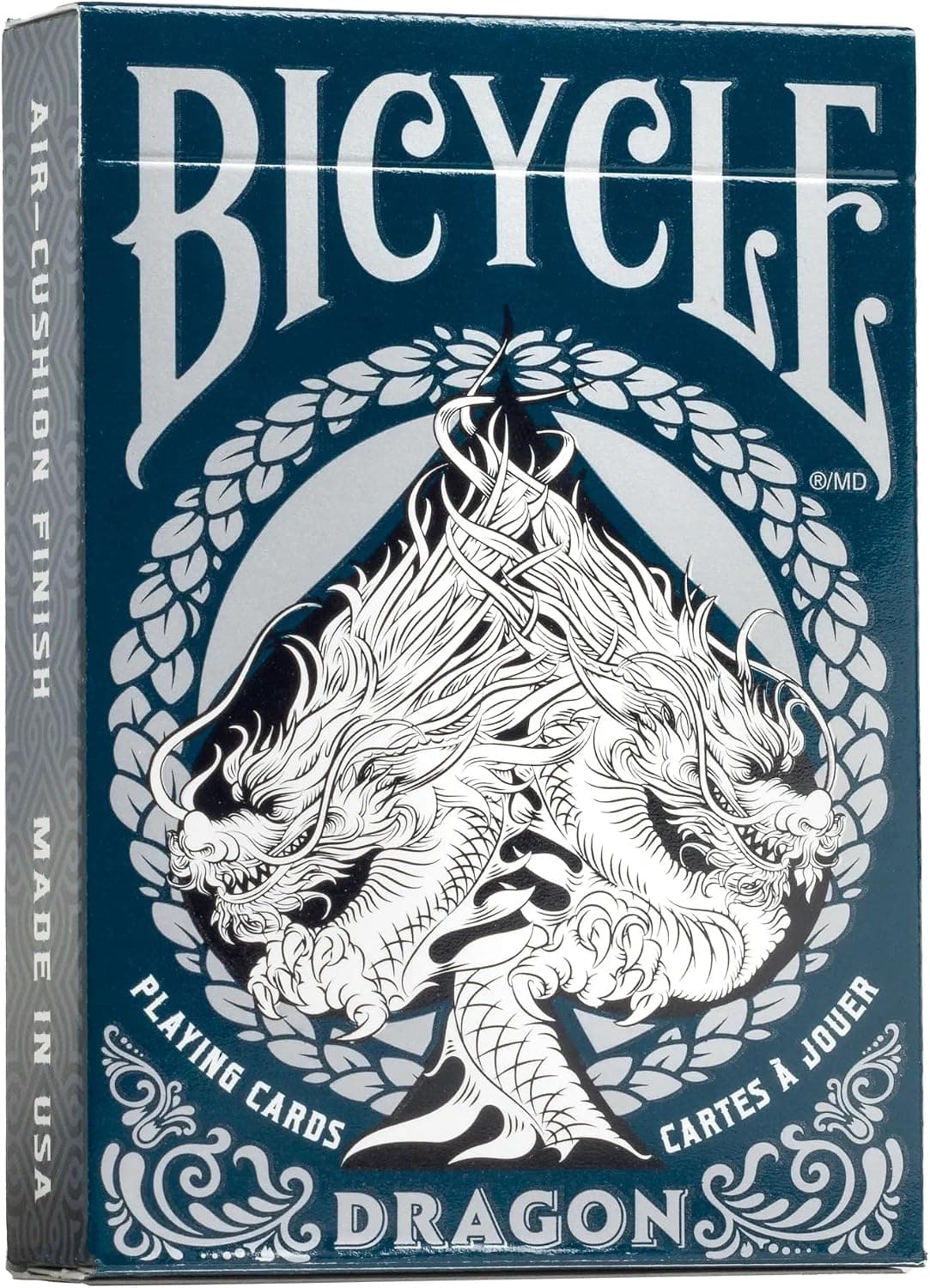 Bicycle - Jeu de 54 cartes à jouer - Collection Ultimates - Dragon - Tours de magie - A partir de 6 ans, Bleu et Argent
