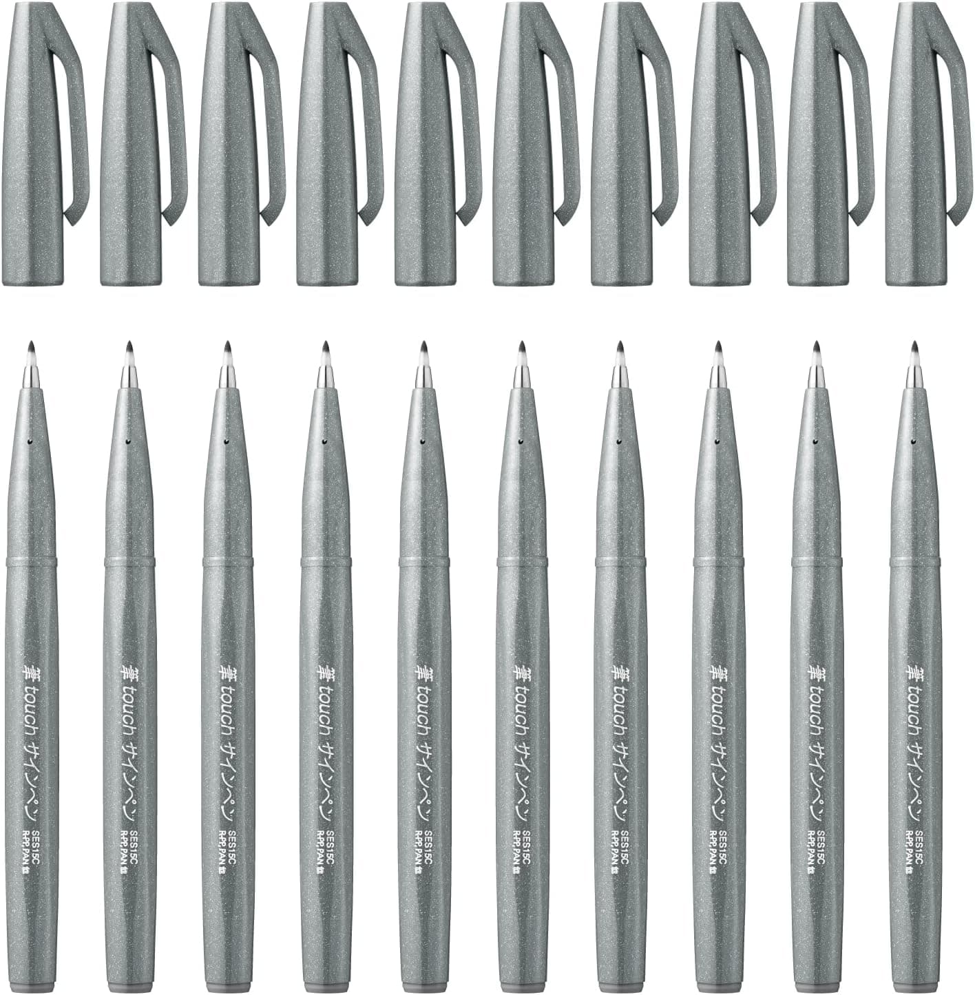 Pentel SES15C-N Lot de 10 Stylos-feutres Gris