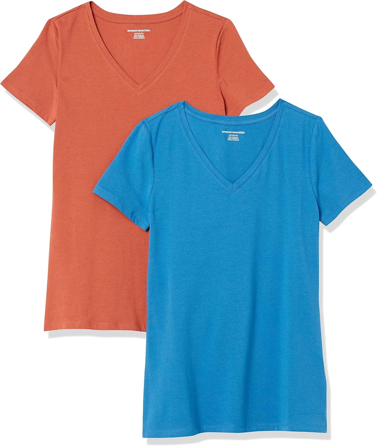 Amazon Essentials T-Shirt Col en V, à Manches Courtes, Coupe Standard Femme, Packs Multiples