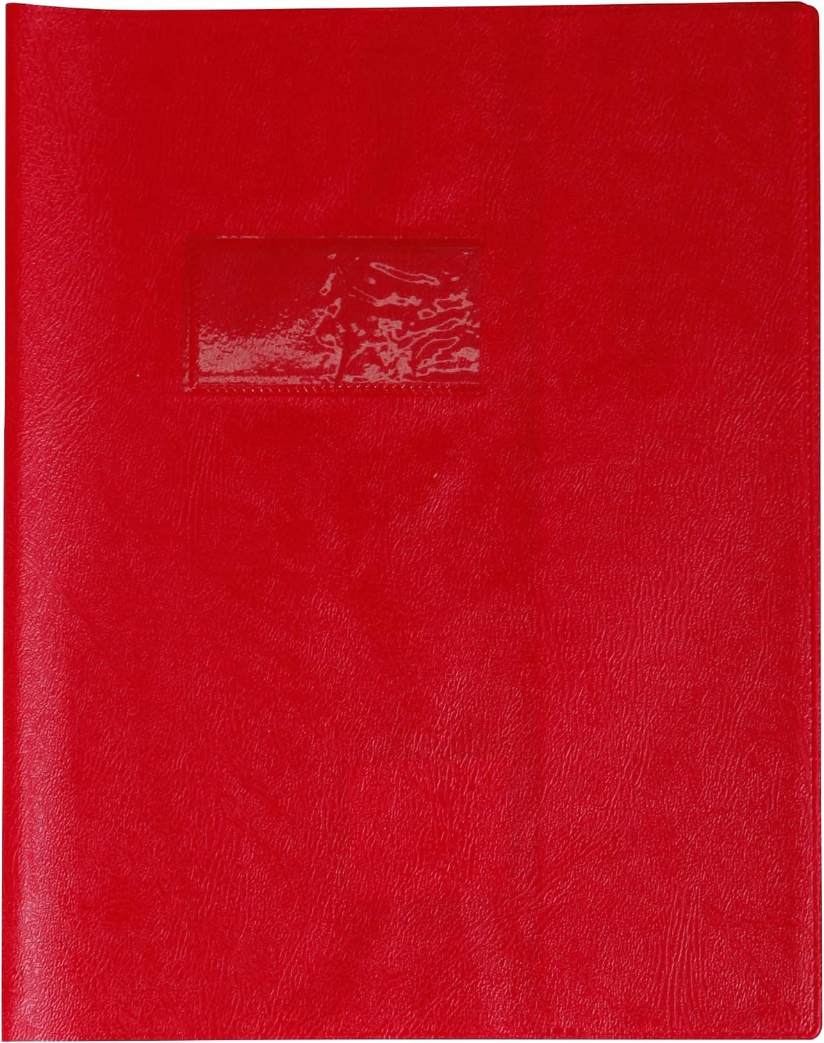 Calligraphe 72003AMZC Un Protège-Cahier Grain Cuir Rouge groseille - 17x22 cm - 22/100ème avec Porte-Étiquette - PVC Opaque
