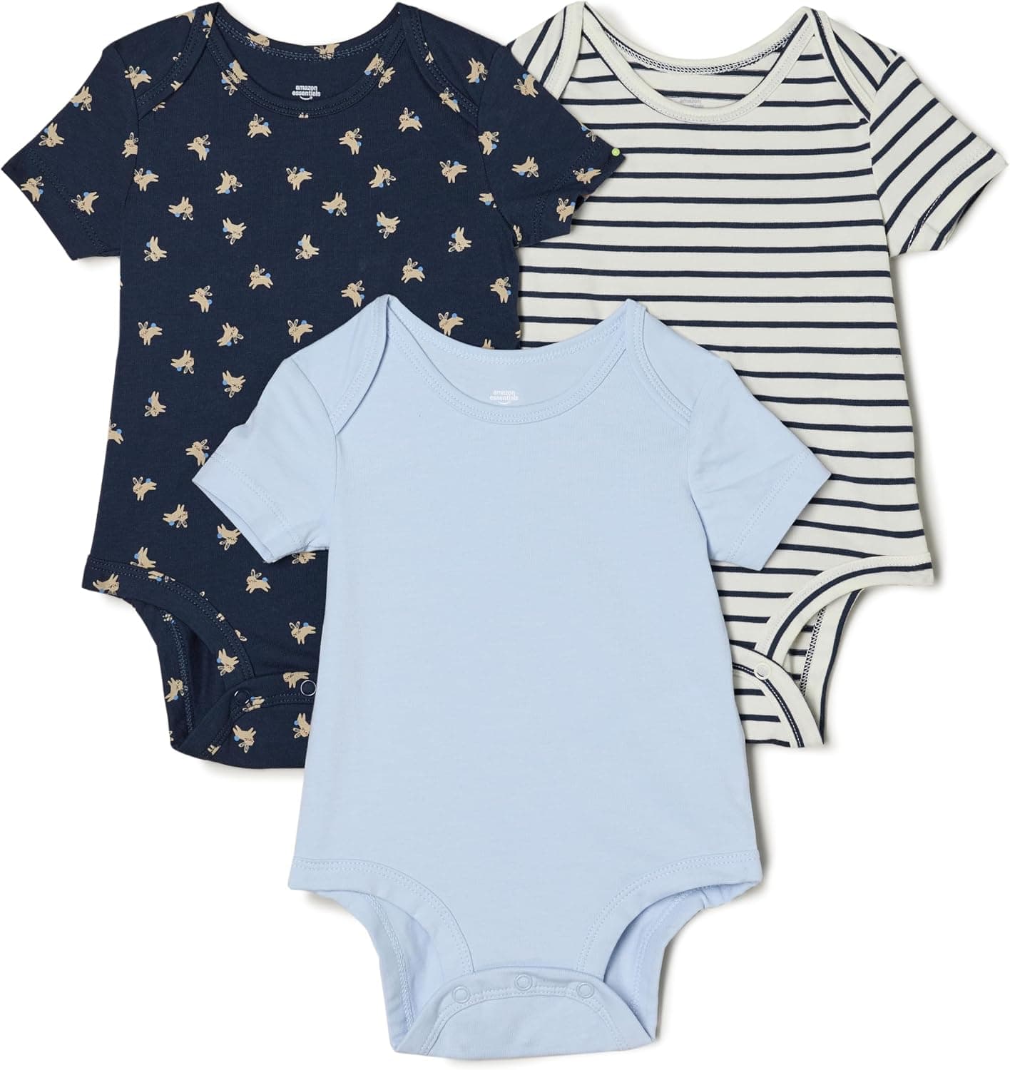 Amazon Essentials x Sofia Grainge Body Col Rond Manches Courtes Mixte Bébé, Lot de 3