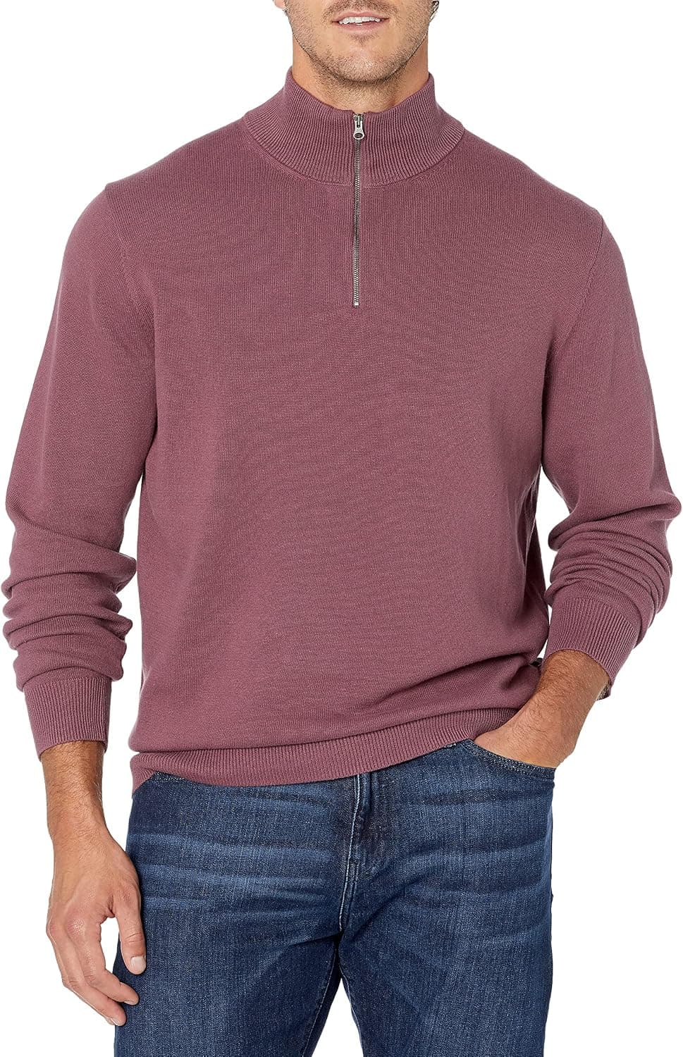 Amazon Essentials Homme Pull à Fermeture Éclair 3/4 100% Coton