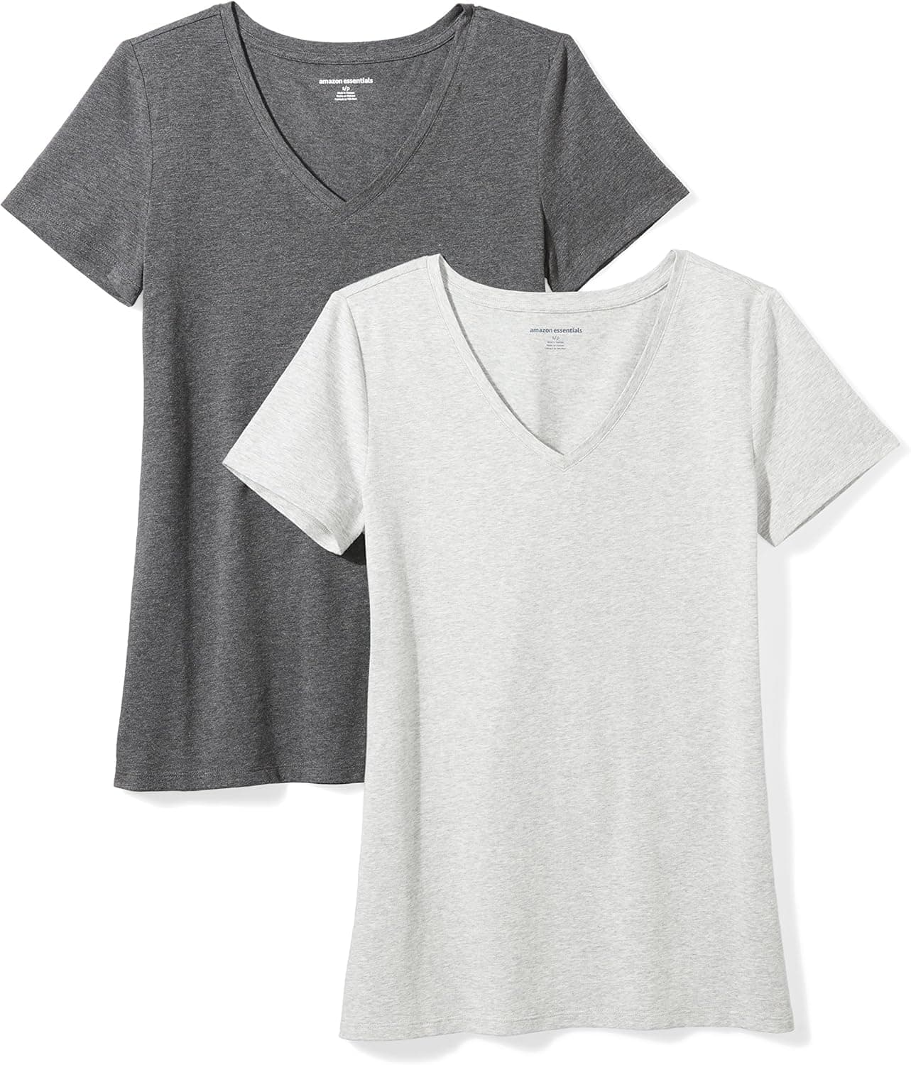 Amazon Essentials T-Shirt Col en V, à Manches Courtes, Coupe Standard Femme, Packs Multiples