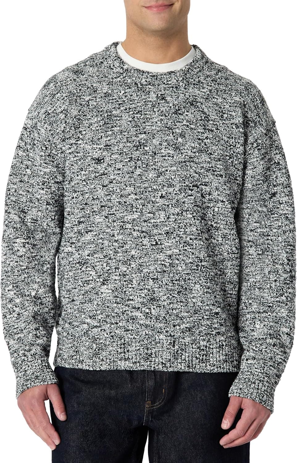 Amazon Essentials Pull Épais à Col Rond Multicolore, Coupe Décontractée Homme