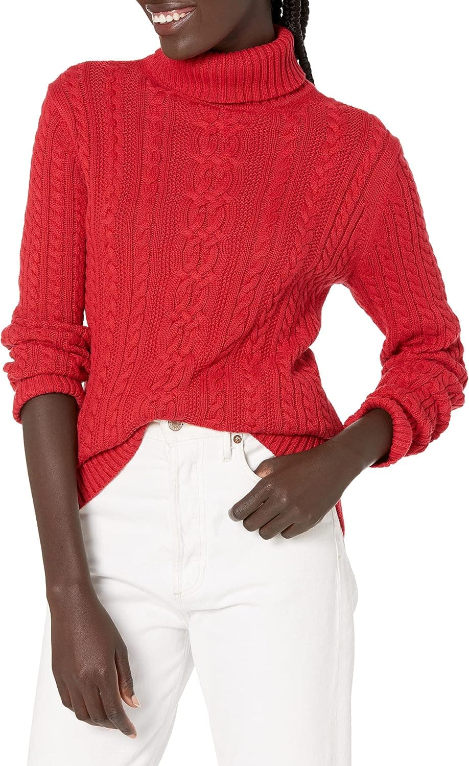 Amazon Essentials Femme Pull Col Roulé en Maille Torsadée Style Irlandais (Grandes Tailles Disponibles)