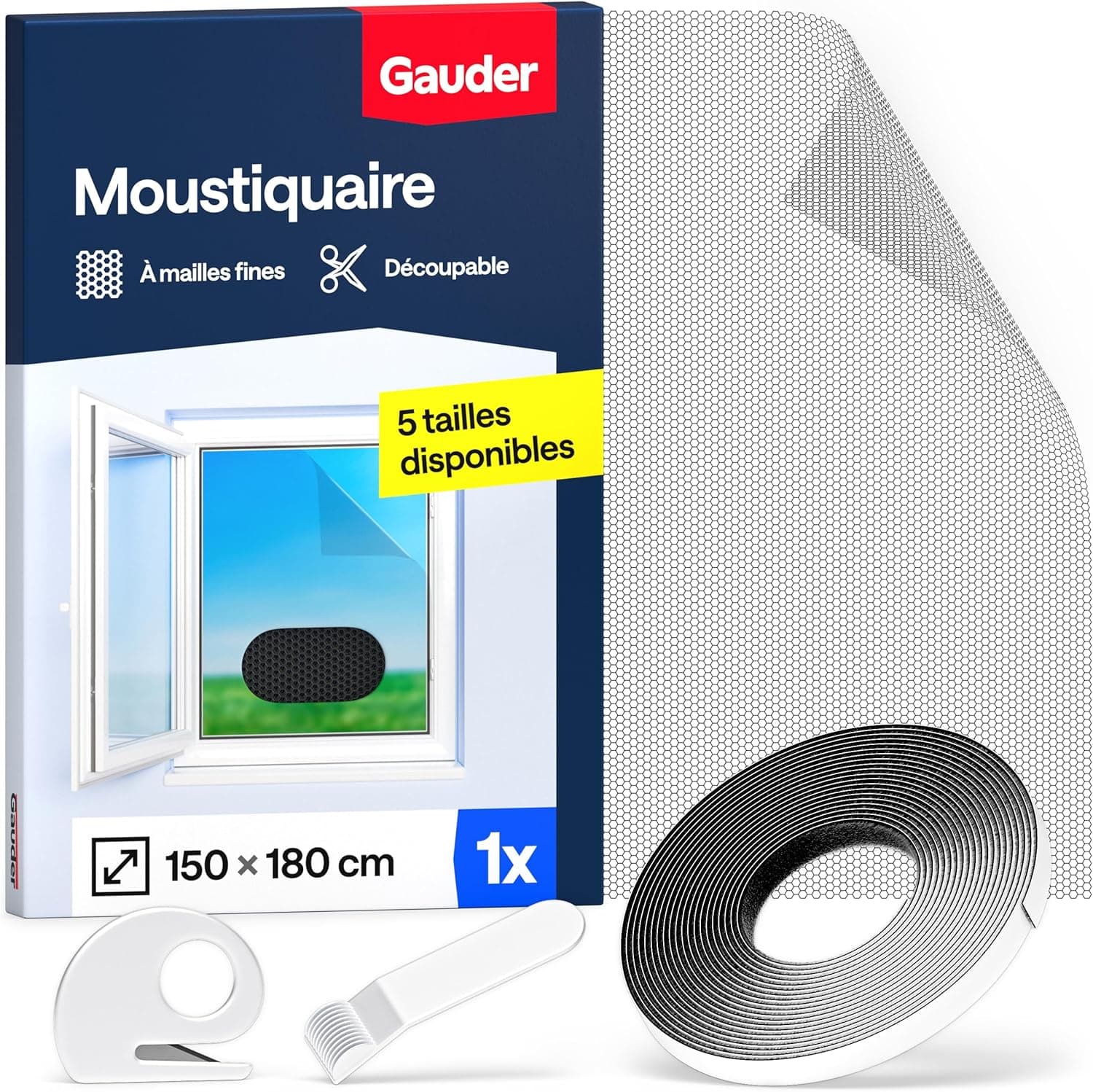 GAUDER Moustiquaire pour Fenêtre - Filet Anti-Insectes avec Bande Auto-Agrippante - Moustiquaire Adhésive pour Fenêtre - Auto-Adhésive et Sans Perçage (150 x 180 cm - Noir)
