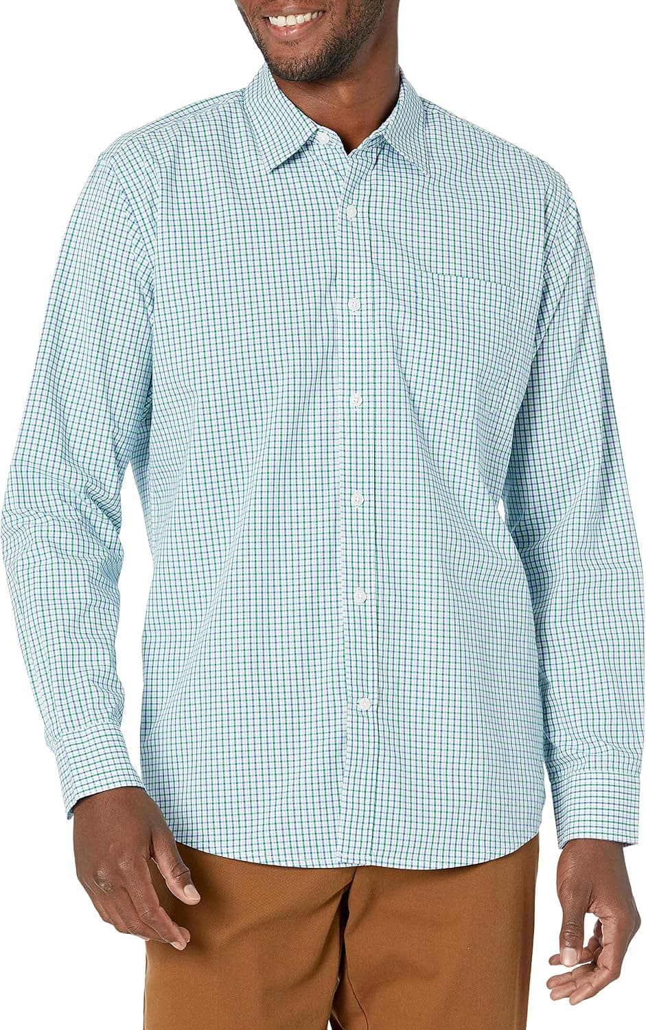 Amazon Essentials Homme Chemise en Popeline à Manches Longues, Style Décontracté, Coupe Standard